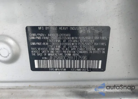 2011 Subaru Forester 2.5X Premium z USA, uszkodzony, nr VIN JF2SHADC2BH717596